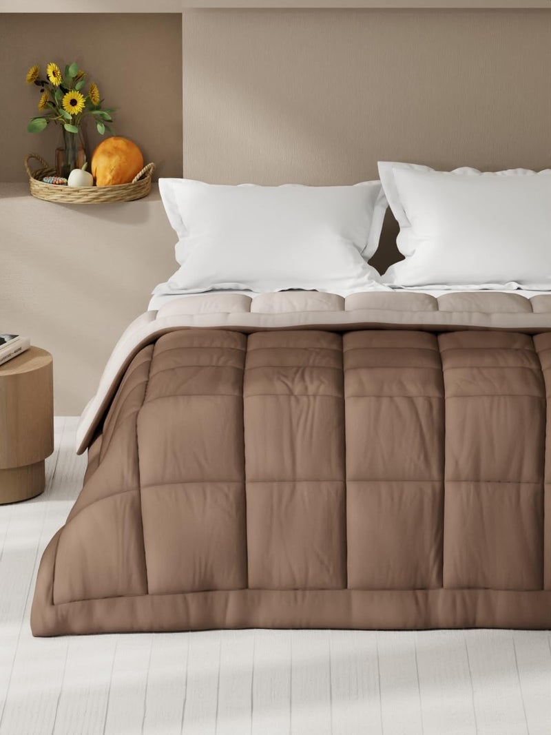 KOPA Ultra Soft Microfiber Reversible Comforter for All Weather -1pc Double (Feather lite) | Reversible Lightweight | Comforter/AC Blanket/Quilt/Duvet for All Weather Reversible-Choco/Peach - Image 2
