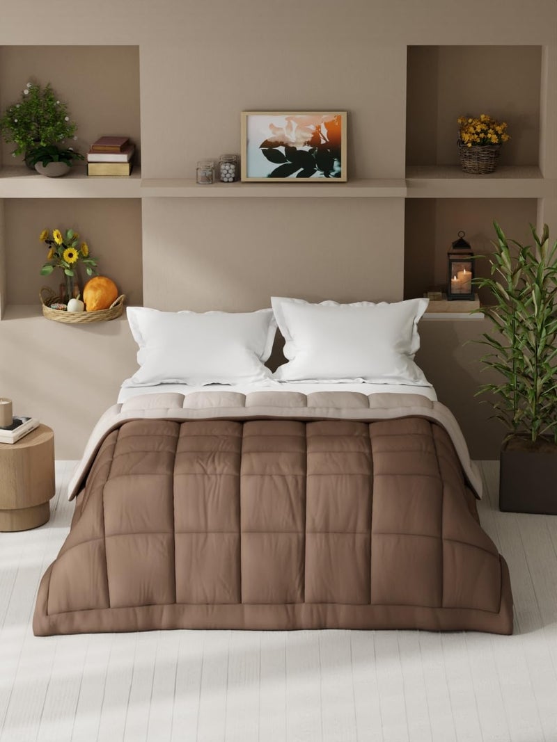 KOPA Ultra Soft Microfiber Reversible Comforter for All Weather -1pc Double (Feather lite) | Reversible Lightweight | Comforter/AC Blanket/Quilt/Duvet for All Weather Reversible-Choco/Peach - Image 1