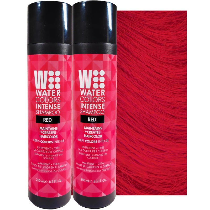Watercolors INTENSE Semi Permanet Color Depositing Shampoo. Sulfate & Paraben Free to Maintain & Enhance Hair Color 8 fl oz - RED (2 Count)