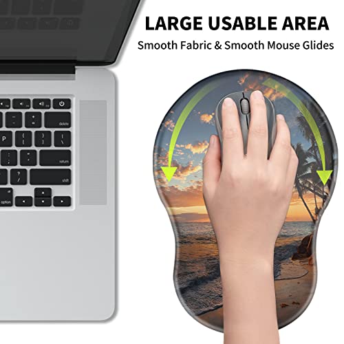 Mxfdegf Ergonomic Mouse Pad with Wrist Rest Support + Cup Coasters,Thick Mousepad Relief Carpal Tunnel Pain, Mouse Pad with Non-Slip PU Base, Computer Mouse Pads for Wireless Mouse,Sunset Beach - Image 4