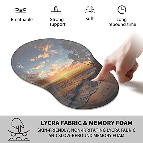 Mxfdegf Ergonomic Mouse Pad with Wrist Rest Support + Cup Coasters,Thick Mousepad Relief Carpal Tunnel Pain, Mouse Pad with Non-Slip PU Base, Computer Mouse Pads for Wireless Mouse,Sunset Beach - Image 3
