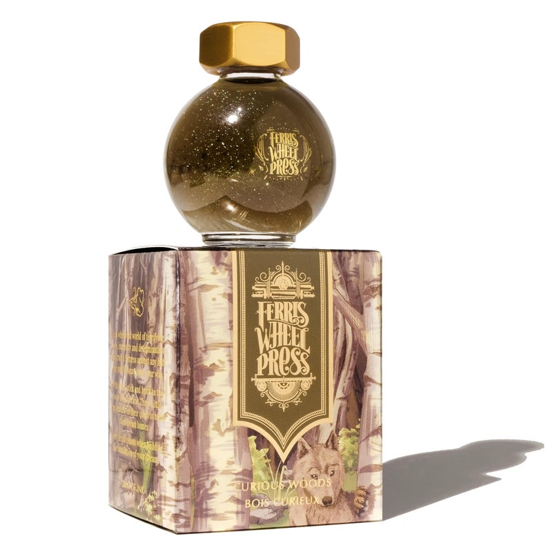 Ferris Wheel Press Ink FerriTales Collection Curious Woods Ash Brown with Duochrome GreenPink Shimmer 20ml Fountain Pen Ink Bottle - Image 2