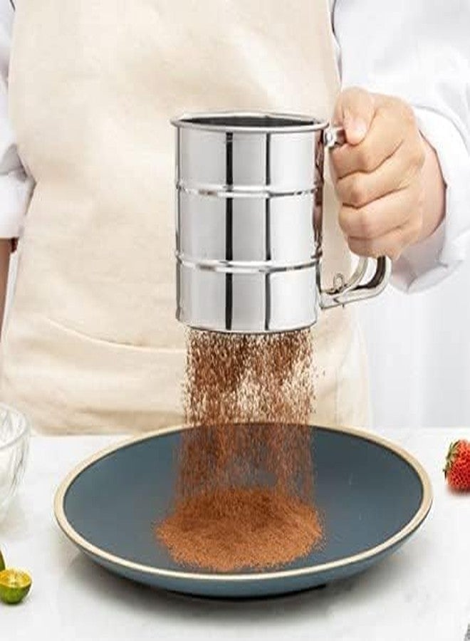 PTSCS Flour Sifter/Atta chhani Hand Press Design Stainless Steel Flour Sifter Corrosion Resistant Large Capacity Flour Sieve Cup for Sugar Flour and Coffee Powder | Atta Chalni - Image 5