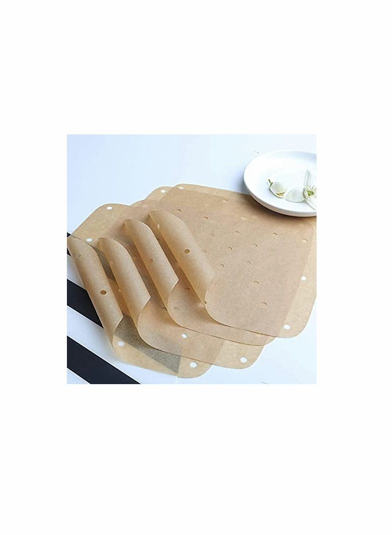 Excefore Air Fryer Parchment Paper 100 Pcs - 8.5 inch Unbleached Square Liners/Steaming Liner/Perforated for Fryer, Steaming Basket and More (100, Unbleached) Air Fryer Parchment Paper 100 Pcs - 8.5 inch Unble - Image 5
