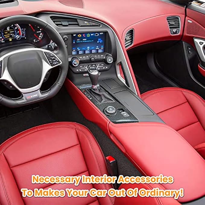 rayihni Carbon Fiber Look Control Gears Panel Protective Cover For Chevrolet Corvette C7 Z06 Z51 ZR1 Stingray Grand Sport 2014 2015 2016 2017 2018 2019 Interior Accessories Shift Trim Automatic Gear Black - Image 4