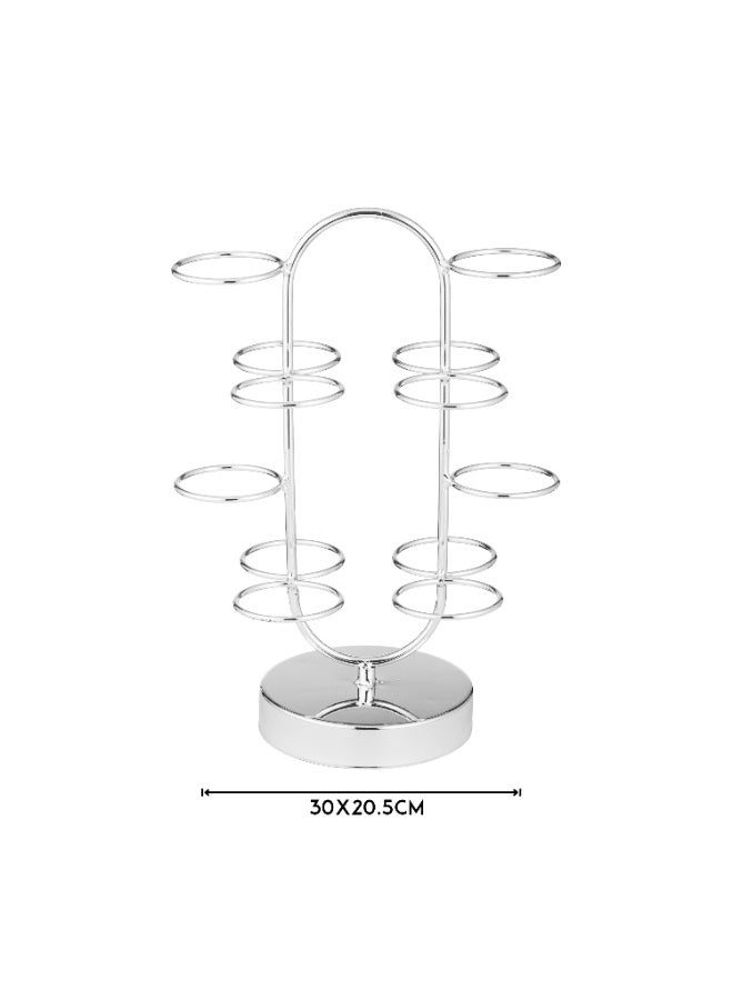 اباريك الصفا استاند حامل فناجين قهوة عربي من المعدن الفضي غير قابل للصدأ - Image 4