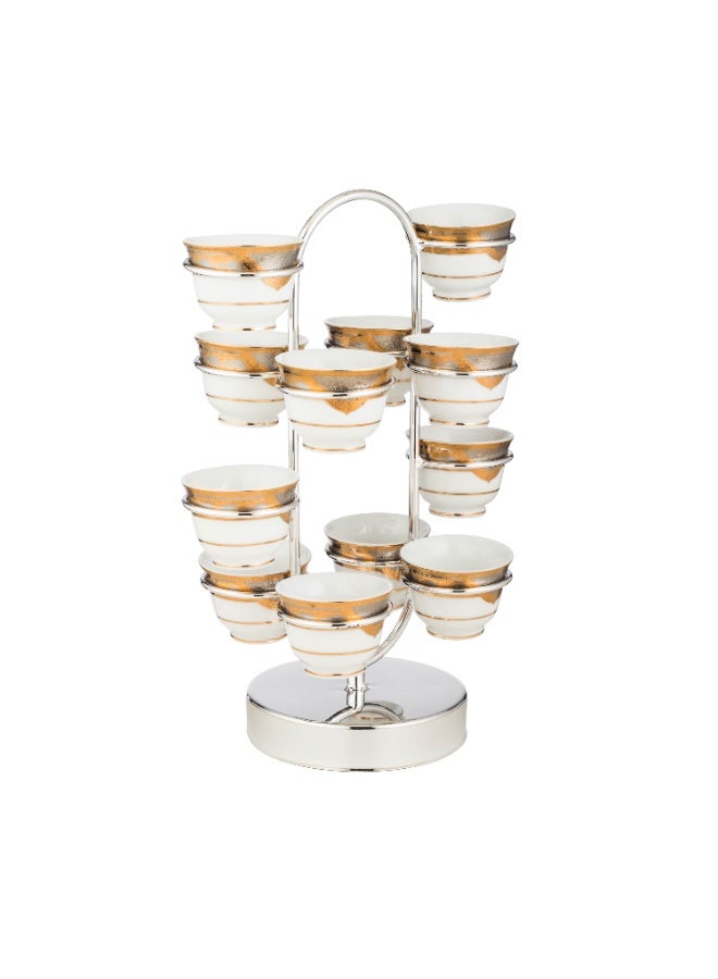 اباريك الصفا استاند حامل فناجين قهوة عربي من المعدن الفضي غير قابل للصدأ - Image 1