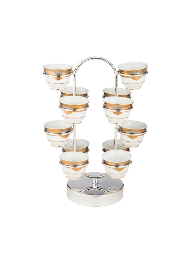 اباريك الصفا استاند حامل فناجين قهوة عربي من المعدن الفضي غير قابل للصدأ - Image 3