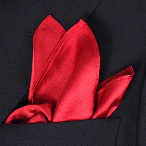 Royal Silk Creamy Red Satin Silk Pocket Square 100 Silk Large 16 Square - Image 3