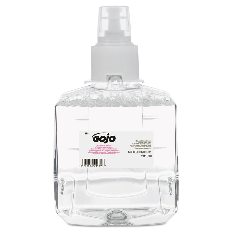 GOJO Clear  Mild Foam Handwash EcoLogo Certified 1200 mL Foam Hand Soap Refill LTX12 TouchFree Dispenser Pack of 2  191102
