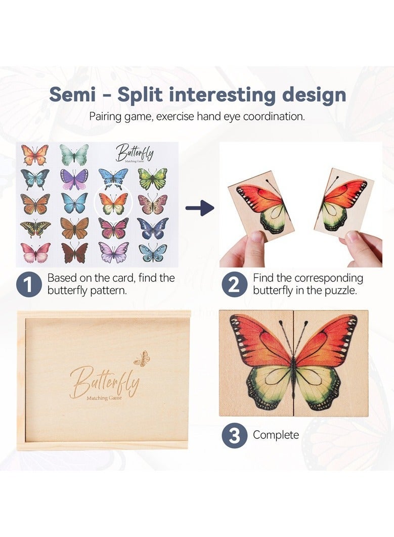 Wooden Butterfly Jigsaw Puzzle for Toddlers 2-6 Years Montessori Educational Toy for Home Classroom Early Education - Image 3