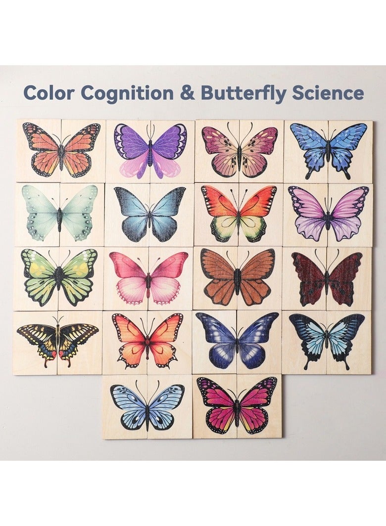 Wooden Butterfly Jigsaw Puzzle for Toddlers 2-6 Years Montessori Educational Toy for Home Classroom Early Education - Image 2