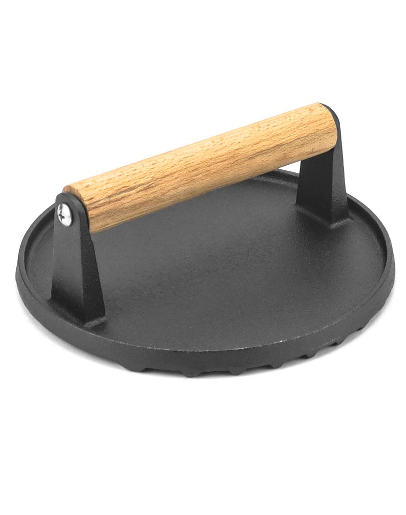 QWORK Burger Press Cast Iron Burger Smasher Press Wooden Handle 175cm