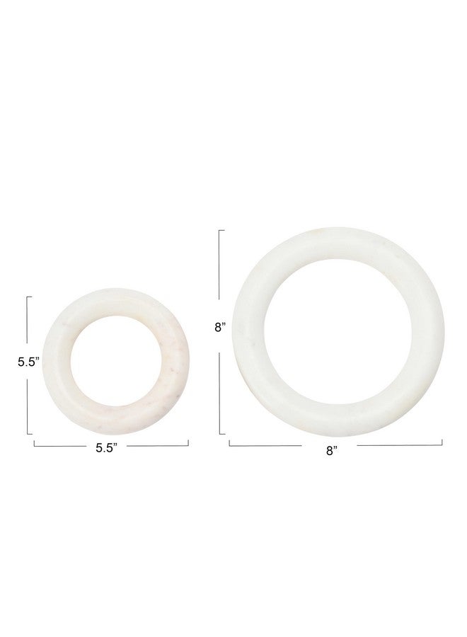 كرييتف كو-أوب حاملات أواني رخامية من Creative Co-Op لطاولة الطعام، طقم من قطعتين، مقاس 8 بوصات، أبيض - Image 1