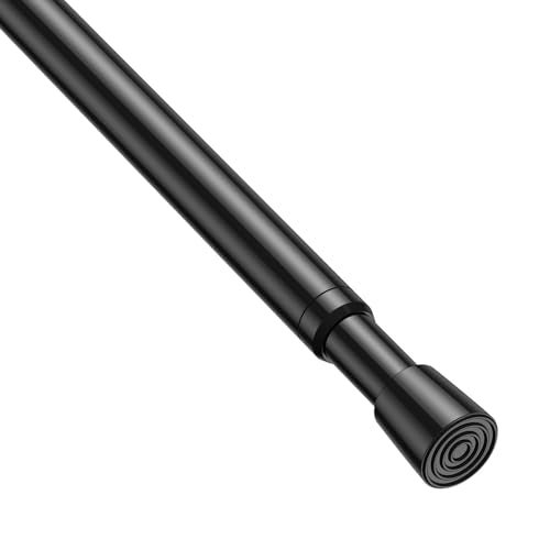 Zipglo 1 Pack Spring Tension Rods 2845 Inches 58 Inch Diameter Black No Drill Spring Loaded Adjustable Extendable Small Short Tension Curtain Rod for Windows Kitchen Doorway Closet Cupboard - Image 1