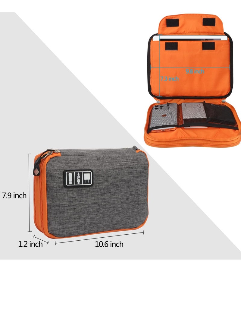 SYOSI Electronic Organizer, Travel Cable Organizer Bag Pouch Electronic Accessories Carry Case Portable Waterproof Double Layers Storage Bag for Cable, Cord, Charger, Phone, Earphone, Large Size-Grey  - Image 3