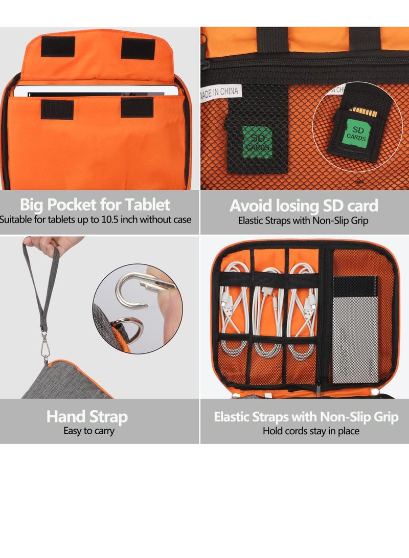 SYOSI Electronic Organizer, Travel Cable Organizer Bag Pouch Electronic Accessories Carry Case Portable Waterproof Double Layers Storage Bag for Cable, Cord, Charger, Phone, Earphone, Large Size-Grey  - Image 4