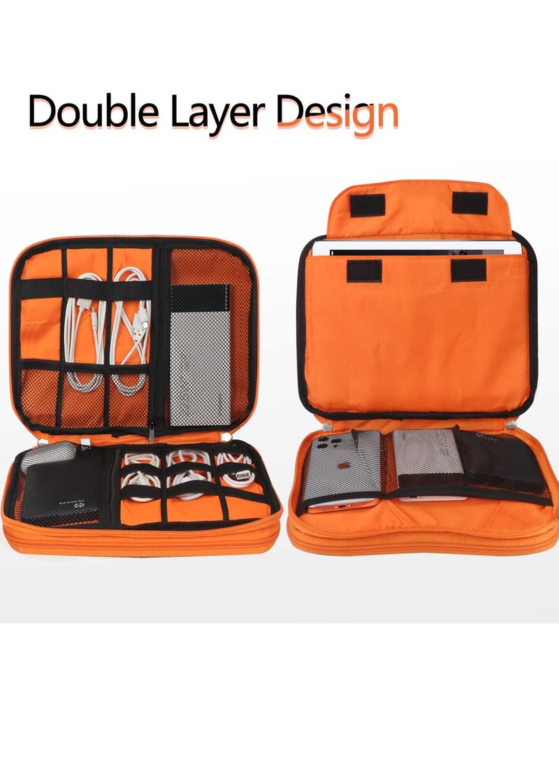 SYOSI Electronic Organizer, Travel Cable Organizer Bag Pouch Electronic Accessories Carry Case Portable Waterproof Double Layers Storage Bag for Cable, Cord, Charger, Phone, Earphone, Large Size-Grey  - Image 2