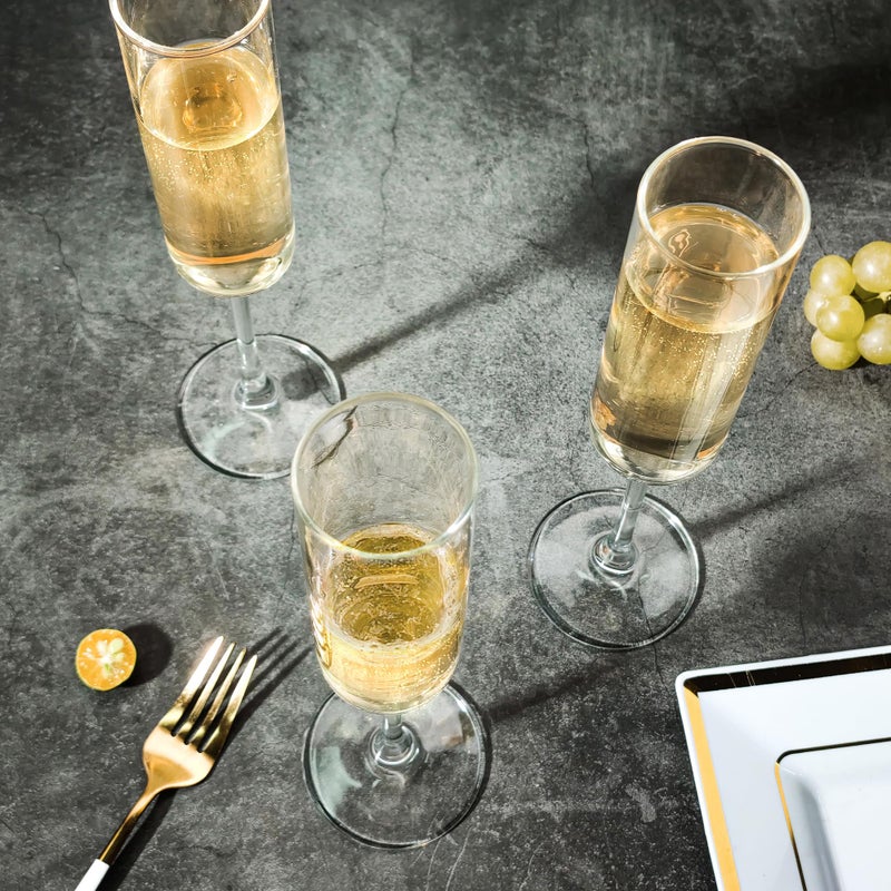 UMEIED Champagne Flutes, 6oz Edge Champagne Glasses Set of 12 with Long Stem - Sparkling Wine Glasses & Elegant Gift for Home, Wedding, Anniversary, Party, Birthday, Clear - Image 5
