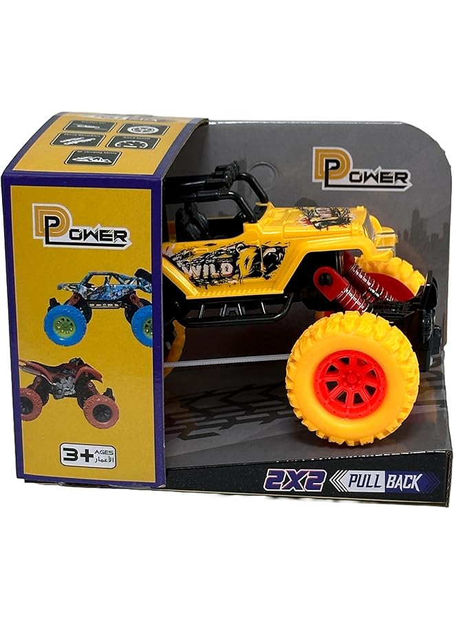 D-Power Pullback Stunt Off Roader Yellow No Batteries Needed Fun For All Ages 3 Plus - Image 1