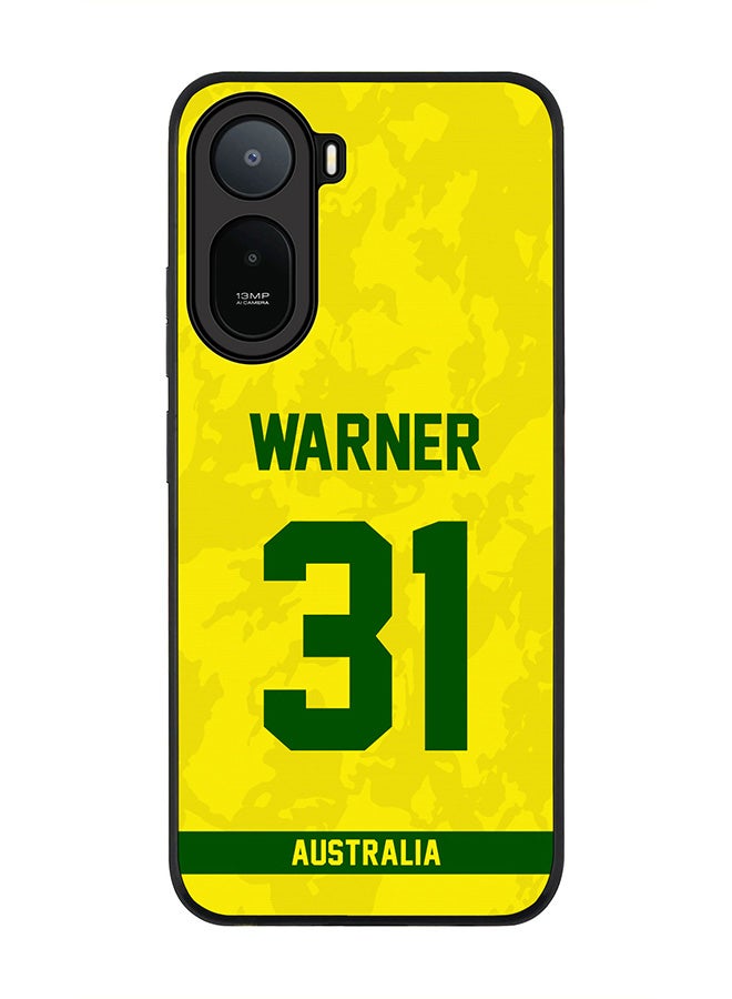 Stylizedd Rugged Case for Xiaomi Redmi A7 Pro 4G / Poco C81 / Poco C81 Pro / Poco C85x 5G- Slim Fit Hybrid Rubber Cover Australia David Warner, Jersey No 31
