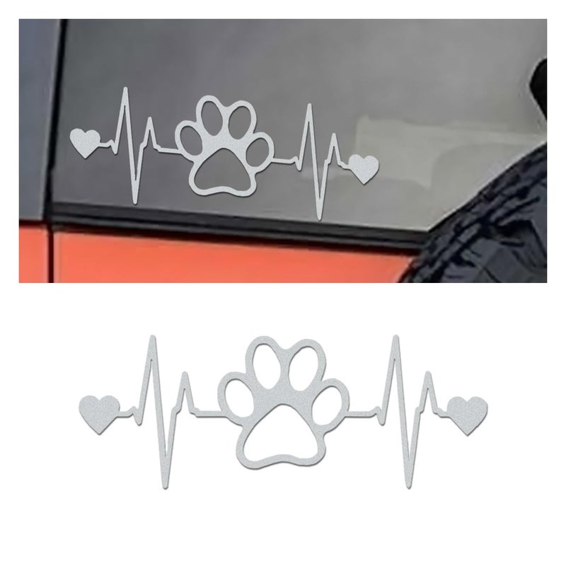 KITUREK Dog Paw Heartbeat Sticker Decal Vinyl Waterproof Sticker Decal Cute Bumper Sticker Universal for Car Truck Van Wall Cup Tumbler Laptop White - Image 3