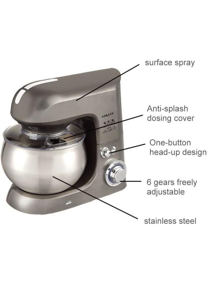 SOKANY SK-266 Stand Mixer 1500W – 6.5L Stainless Steel Bowl, Dough Hook, Whisk & Beater Attachments - Image 2