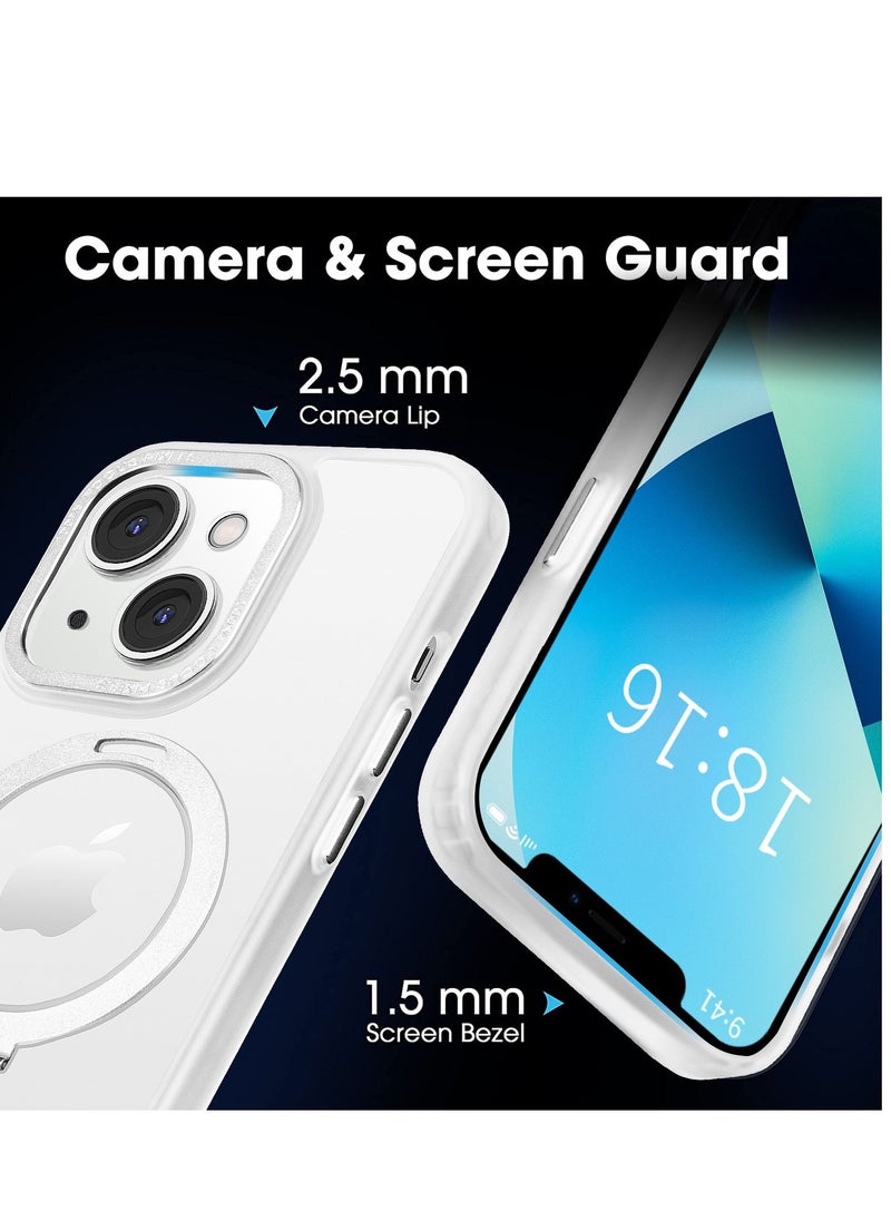 INFOSUN - iPhone 13 Case with Magnetic Invisible Stand Cover Shockproof  Slim Thin Translucent Matte Protective MagSafe Case for Apple iPhone 13 - Image 1