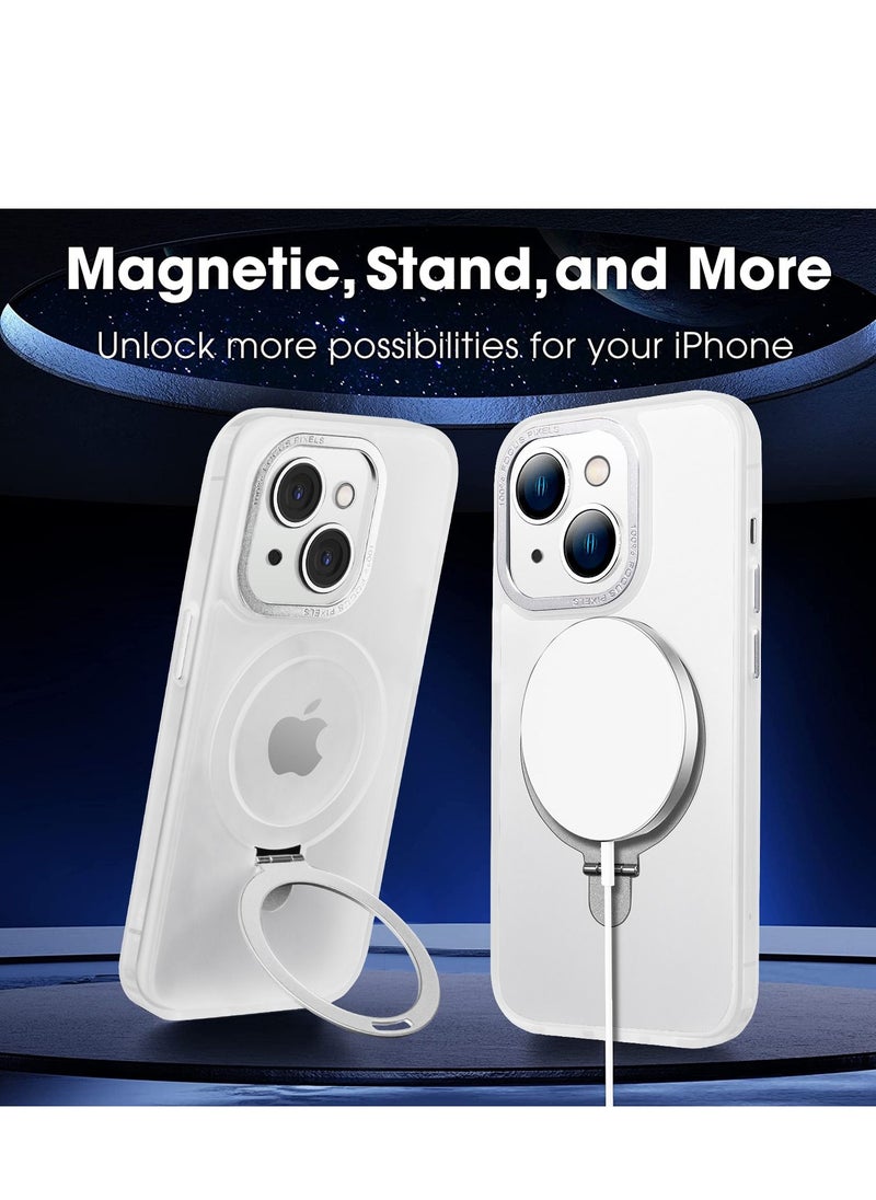 INFOSUN - iPhone 13 Case with Magnetic Invisible Stand Cover Shockproof  Slim Thin Translucent Matte Protective MagSafe Case for Apple iPhone 13 - Image 1