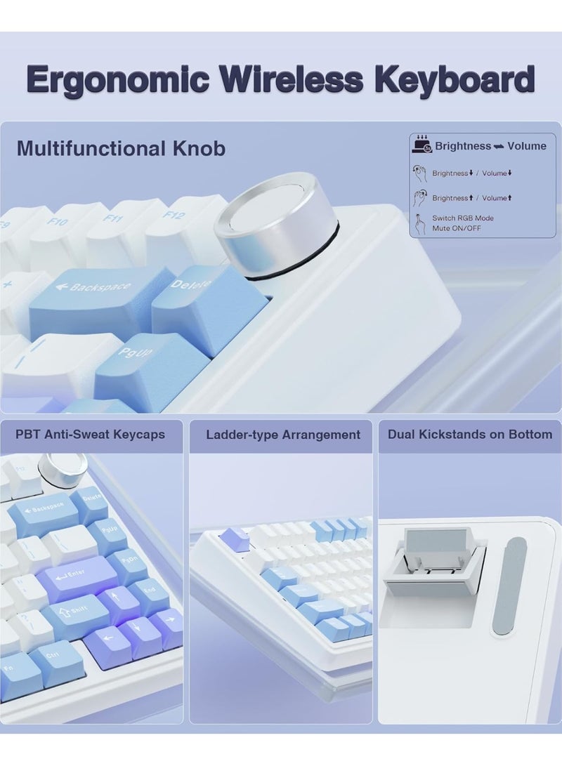AULA F75 75% Wireless Mechanical Keyboard,Gasket Hot Swappable Custom Keyboard,Pre-lubed Star Vector Switches RGB Backlit Gaming Keyboard,2.4GHz/Type-C/BT5.0 Mechanical Keyboard - Image 3