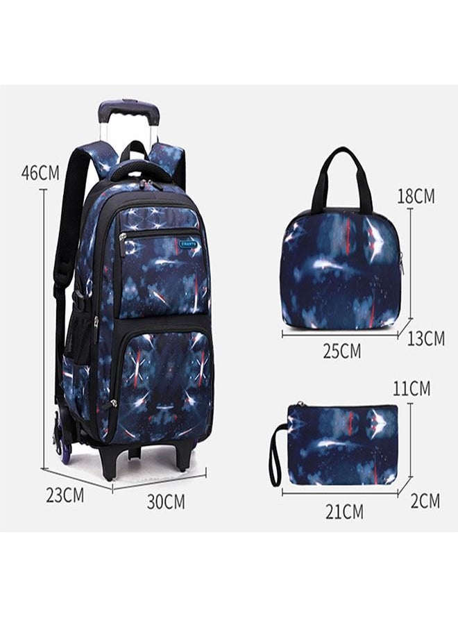 GoldenLike - Rolling Backpacks,3 Pcs School Bag Wheeled Large Capacity Children Travel Backpack Students Trolley Daypack  Elementary Durable Bookbag School Rolling Bag for Boys and Girls - Image 1