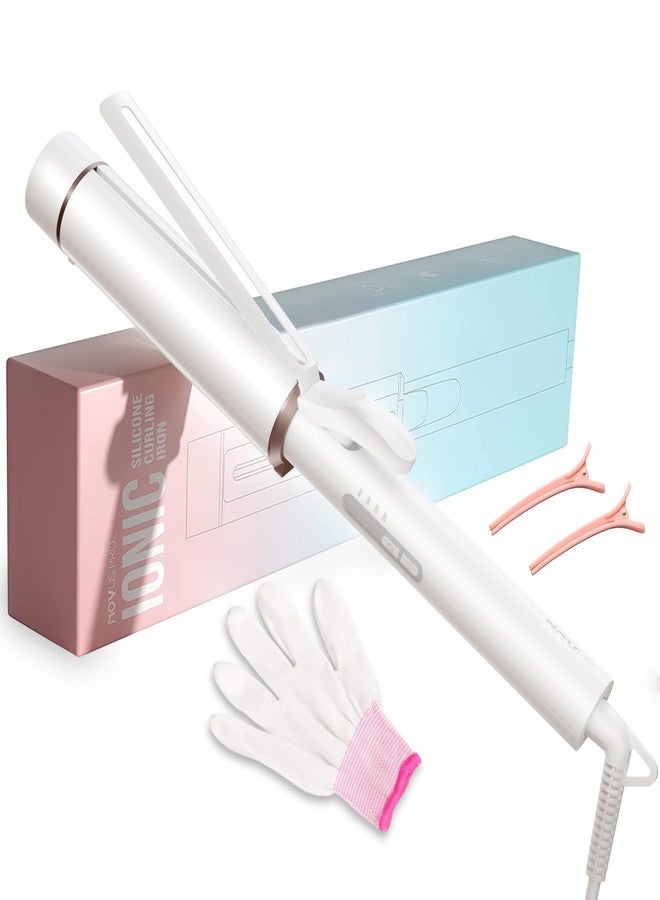 NOVUSPRO 1.5 Inch Extra Large Curling Wand for Long Hair - Ceramic Tourmaline Barrel with 40000000 Negative Ions, 2 Clips & Heat-Resistant Glove - Image 1
