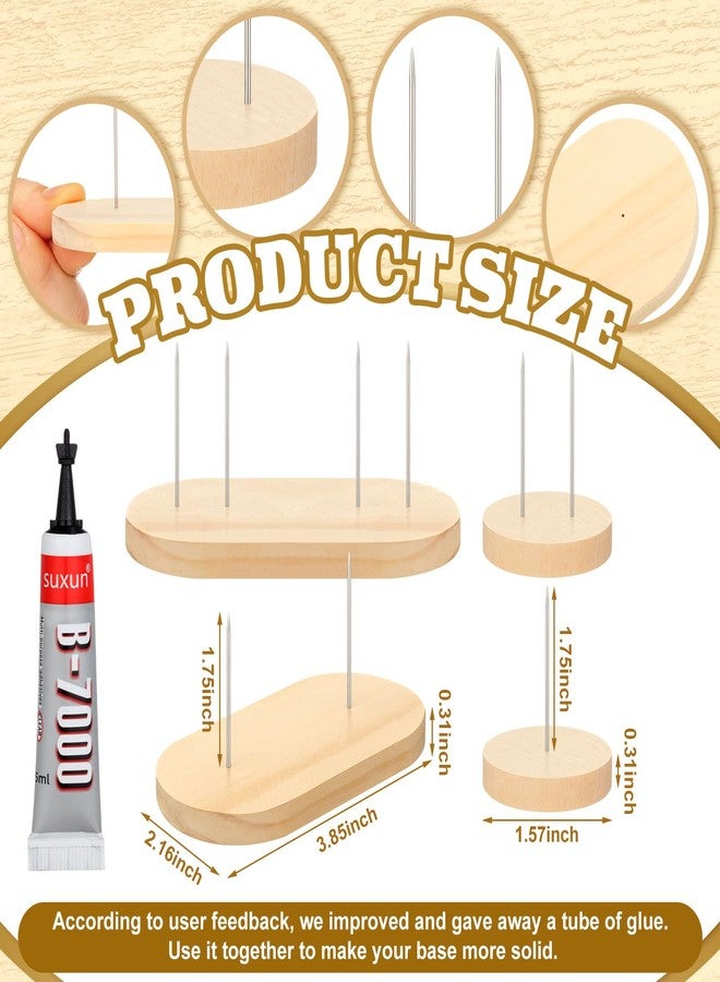 Threehoney 24 Pcs Crochet Doll Stand 4 Styles Wooden Knitted Display Single and Dual Needle Knitted Doll Display Stand for Animal Toy Wooden Base Support for Action Figure - Image 2