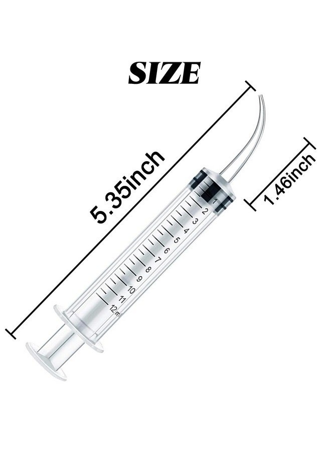 TIHOOD 15Pcs 12Ml/Cc Plastic Syringes With Curved Tip Disposable Irrigation Syringe Mouthwash Cleaner For Oral Care Animal Feeding With Measurement - Image 2