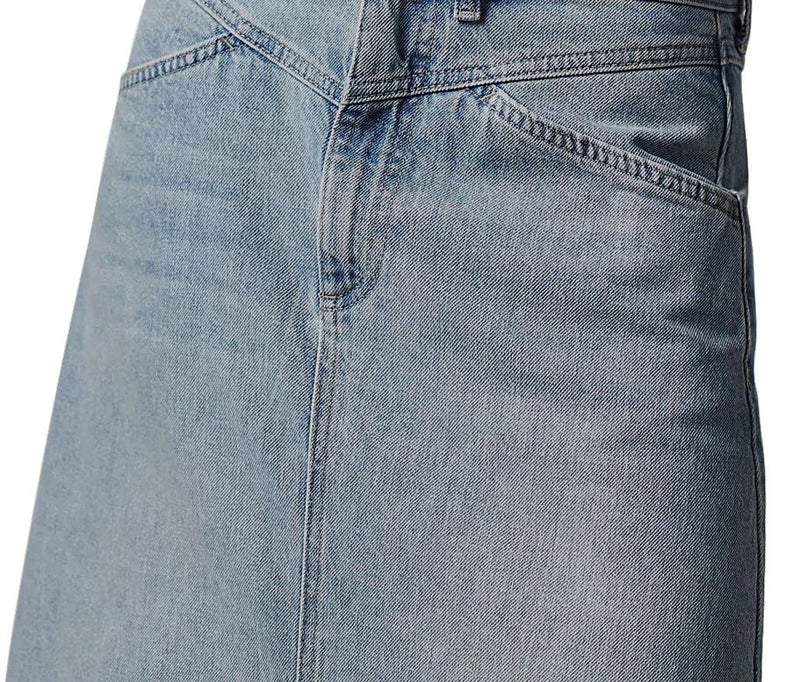 CHARTOU Women Vintage Denim Maxi Skirt Frayed Raw Hem High Waist A-Line Long Jean Skirt (Large, Light Blue) - Image 4