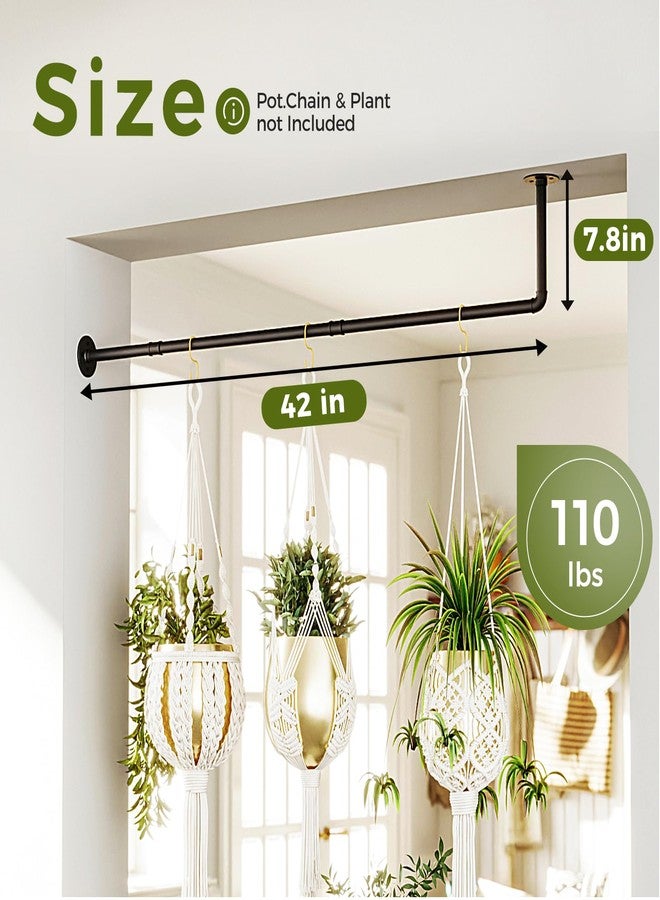 Bamworld L-Shaped Hanging Planters for Indoor Plants Hanging Plant Holder for Corner Plant Hanger Indoor Window Plant Shelves Ceiling Wall Mount Floating Black Metal Rod(Pot & Plant Not Included) - Image 5