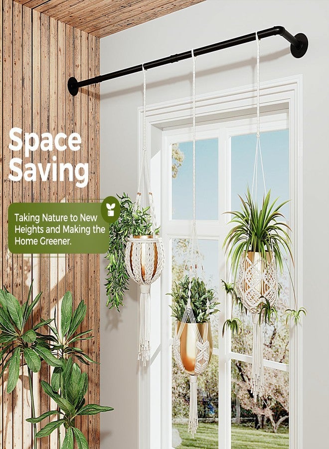 Bamworld L-Shaped Hanging Planters for Indoor Plants Hanging Plant Holder for Corner Plant Hanger Indoor Window Plant Shelves Ceiling Wall Mount Floating Black Metal Rod(Pot & Plant Not Included) - Image 4