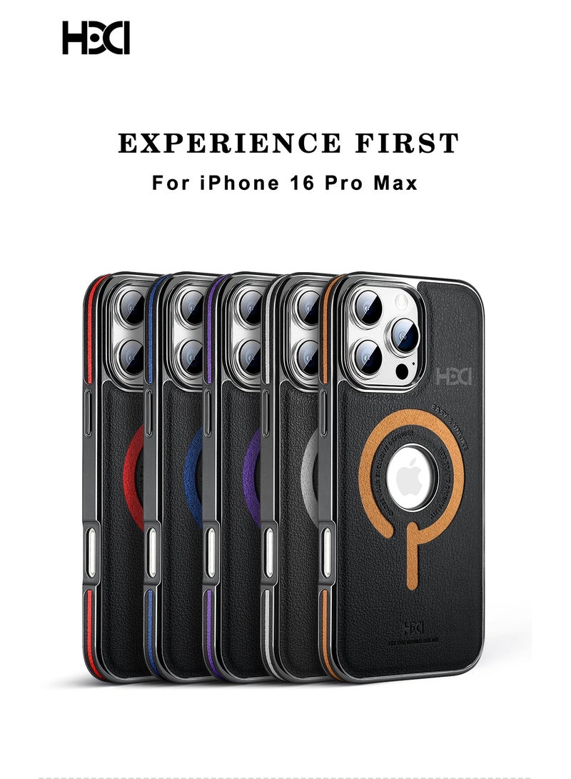 أتش دي دي حافظة جلدية فاخرة لقرص صلب متوافقة مع MagSafe لجهاز iPhone 16 Pro (أسود/بني) - Image 5