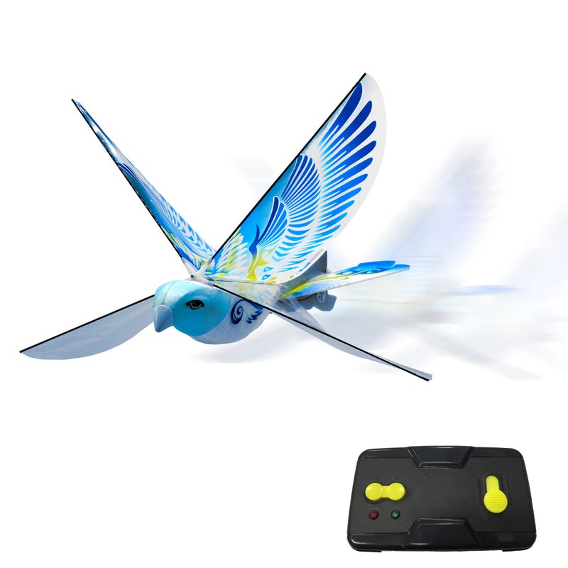 MUKIKIM eBird Blue Pigeon - Flying RC Bird Toy for Kids. Indoor/Outdoor Remote Control Bionic Flapping Wings Bird Helicopter. USB Recharging - Image 1