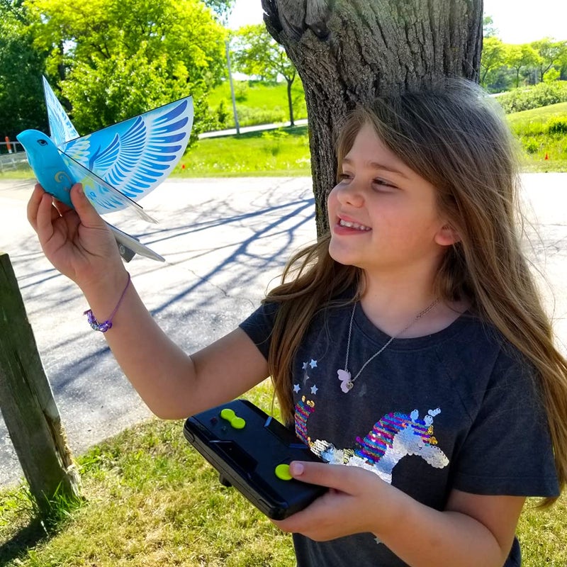 MUKIKIM eBird Blue Pigeon - Flying RC Bird Toy for Kids. Indoor/Outdoor Remote Control Bionic Flapping Wings Bird Helicopter. USB Recharging - Image 2