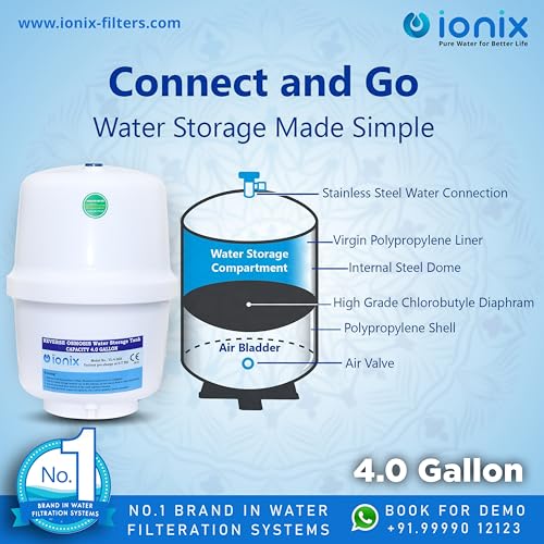 IONIX Ro pressure tank with tank valve, RO Pre-Pressurized Water Storage Tank | Ro Pressure Tank with 4 Gallon Capacity - Image 4