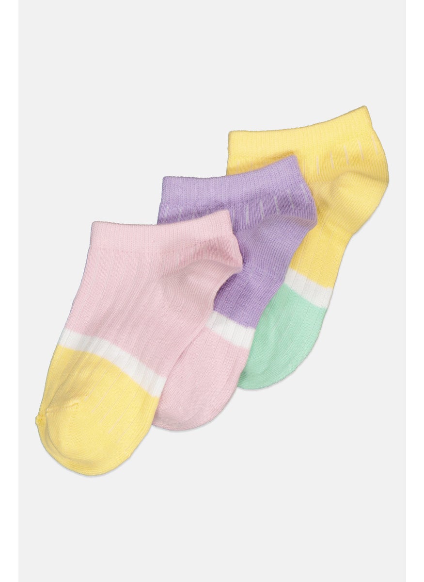 RBX - Kids Girl 3 Pairs Textured Socks, Multicolor - Image 1