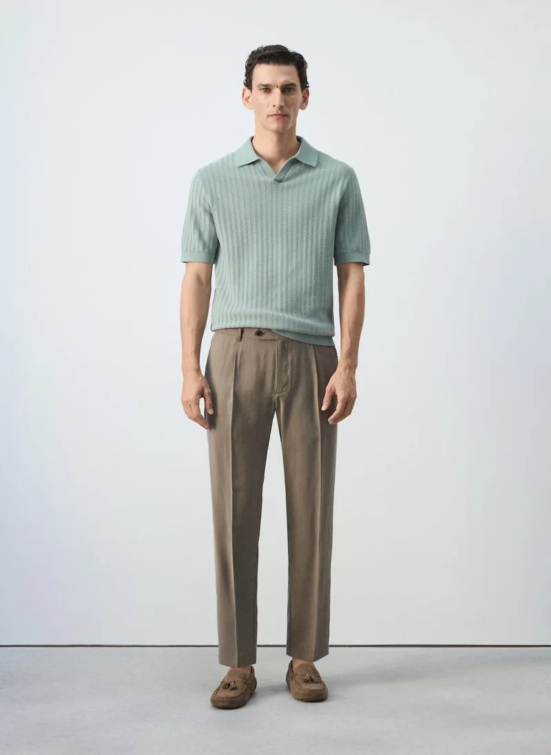 Mango Man 44-ESMERALDA Structured Knit 100% Cotton Polo for Men | Best Price UAE