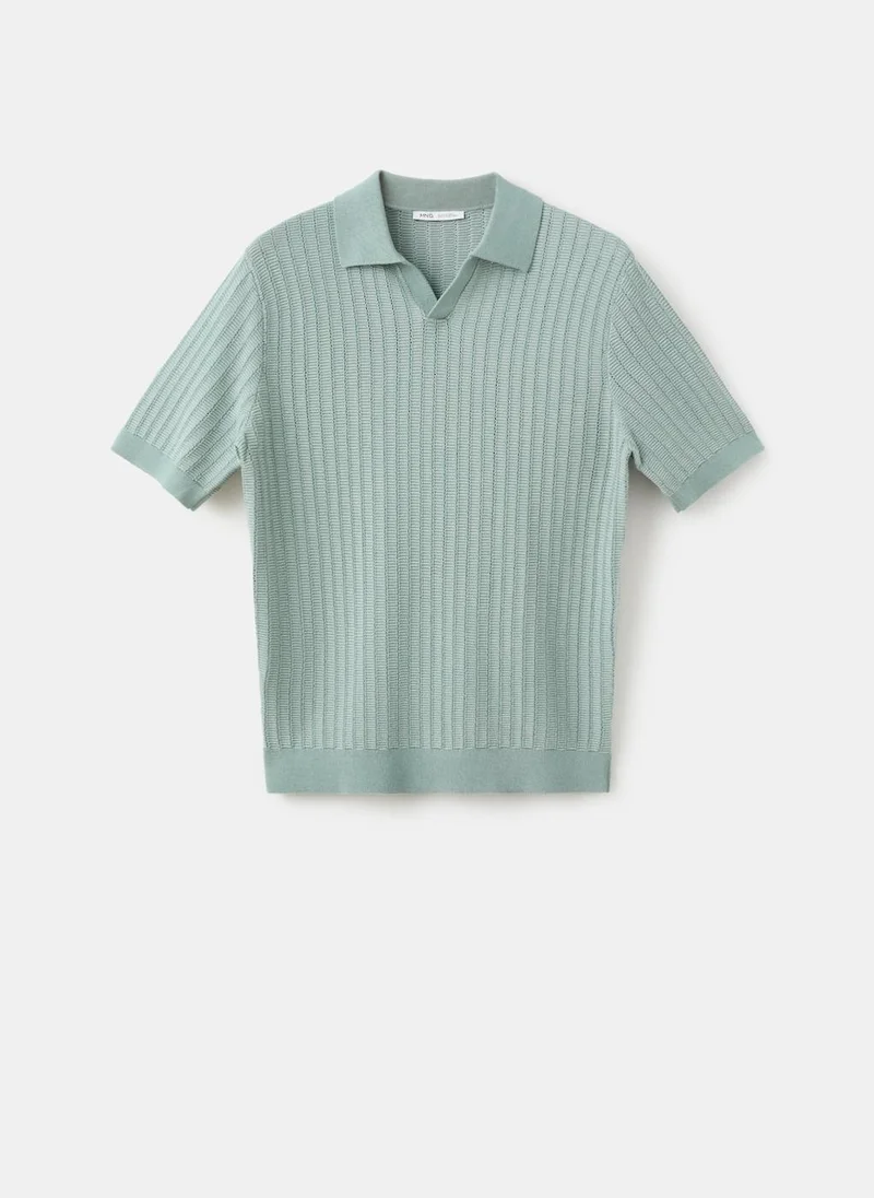 Mango Man 44-ESMERALDA Structured Knit 100% Cotton Polo for Men | Best Price UAE