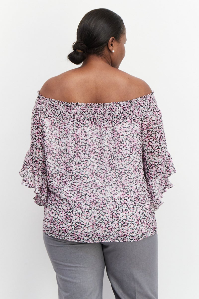 Riley & Rae Women Off Shoulder Long Sleeve Blouse, Multicolor - Image 2