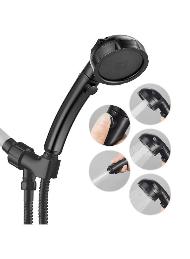 JONKEAN High Pressure Shower Head with 3 Spray Settings, Water Saving Handheld RV Shower Head with Hose and On Off Switch, Detachable Shower Heads with Hose and Angle-Adjustable Bracket (Black) - Image 1