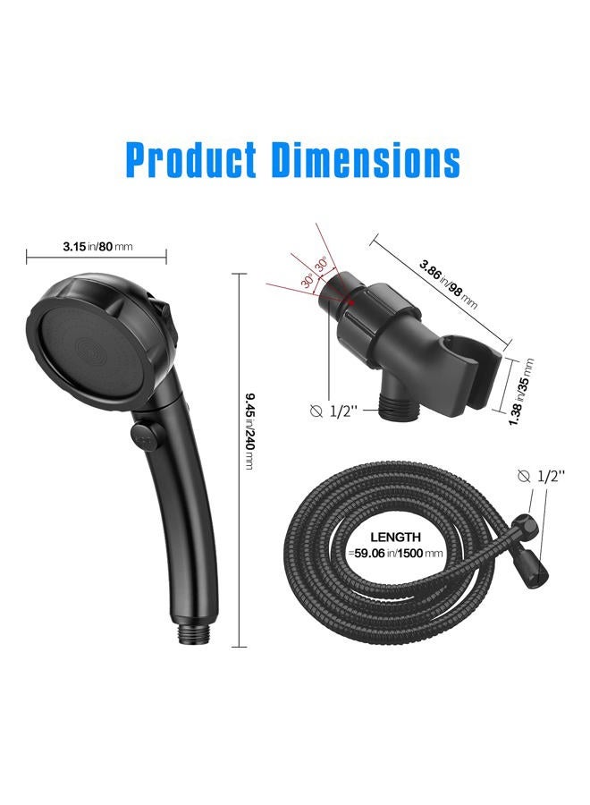 JONKEAN High Pressure Shower Head with 3 Spray Settings, Water Saving Handheld RV Shower Head with Hose and On Off Switch, Detachable Shower Heads with Hose and Angle-Adjustable Bracket (Black) - Image 4