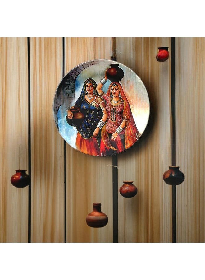 JIKRAA® Indian Traditional Art Ceramic Decorative Designer Wall and Table Top Plate/Platter with Stand and Hook, Decorative Wall Plates with Stand for Living Room, Home and Office - Design11 (10 Inch) - Image 3