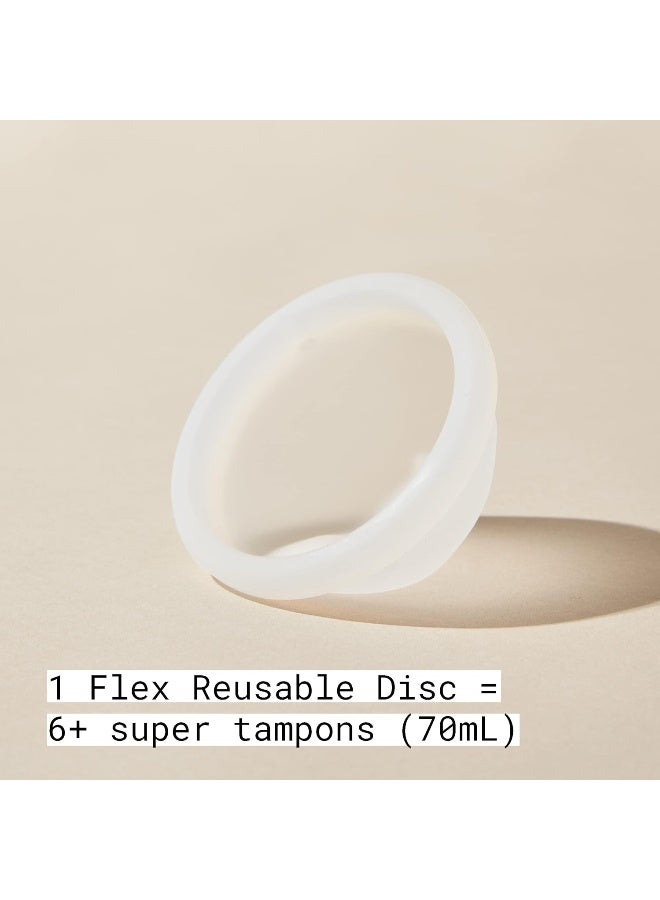 FLEX قرص فليكس القابل لإعادة الاستخدام | قرص الحيض القابل لإعادة الاستخدام | بديل السدادات القطنية والفوط والكؤوس | سعة 6 سدادات قطنية فائقة | يدوم لسنوات | يشمل حقيبة حمل و 2 قرص قابل للتخلص مجاناً - Image 5