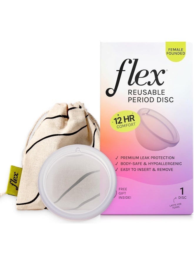 FLEX قرص فليكس القابل لإعادة الاستخدام | قرص الحيض القابل لإعادة الاستخدام | بديل السدادات القطنية والفوط والكؤوس | سعة 6 سدادات قطنية فائقة | يدوم لسنوات | يشمل حقيبة حمل و 2 قرص قابل للتخلص مجاناً - Image 1